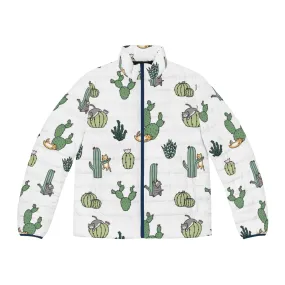 Adorable Cacti Cats Puffer Jacket - Cute & Kawaii Cactus Cat Pattern