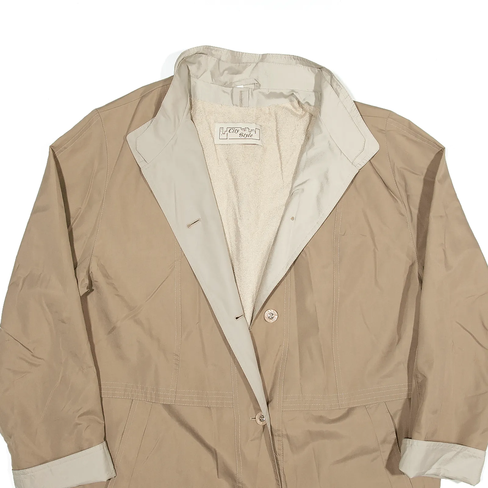 CITY STYLE Terry Towel Lined Jacket 90s Lightweight Overcoat Womens L