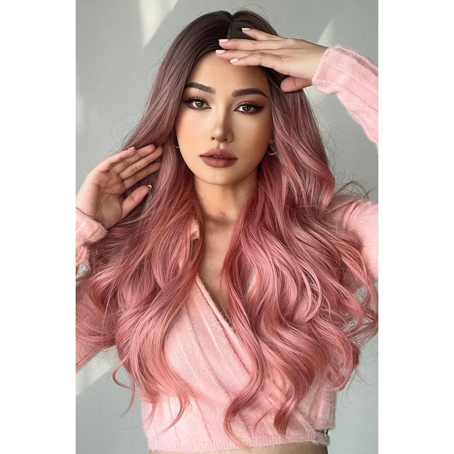 Fashion Wave Synthetic Long Wigs in Pink 26''