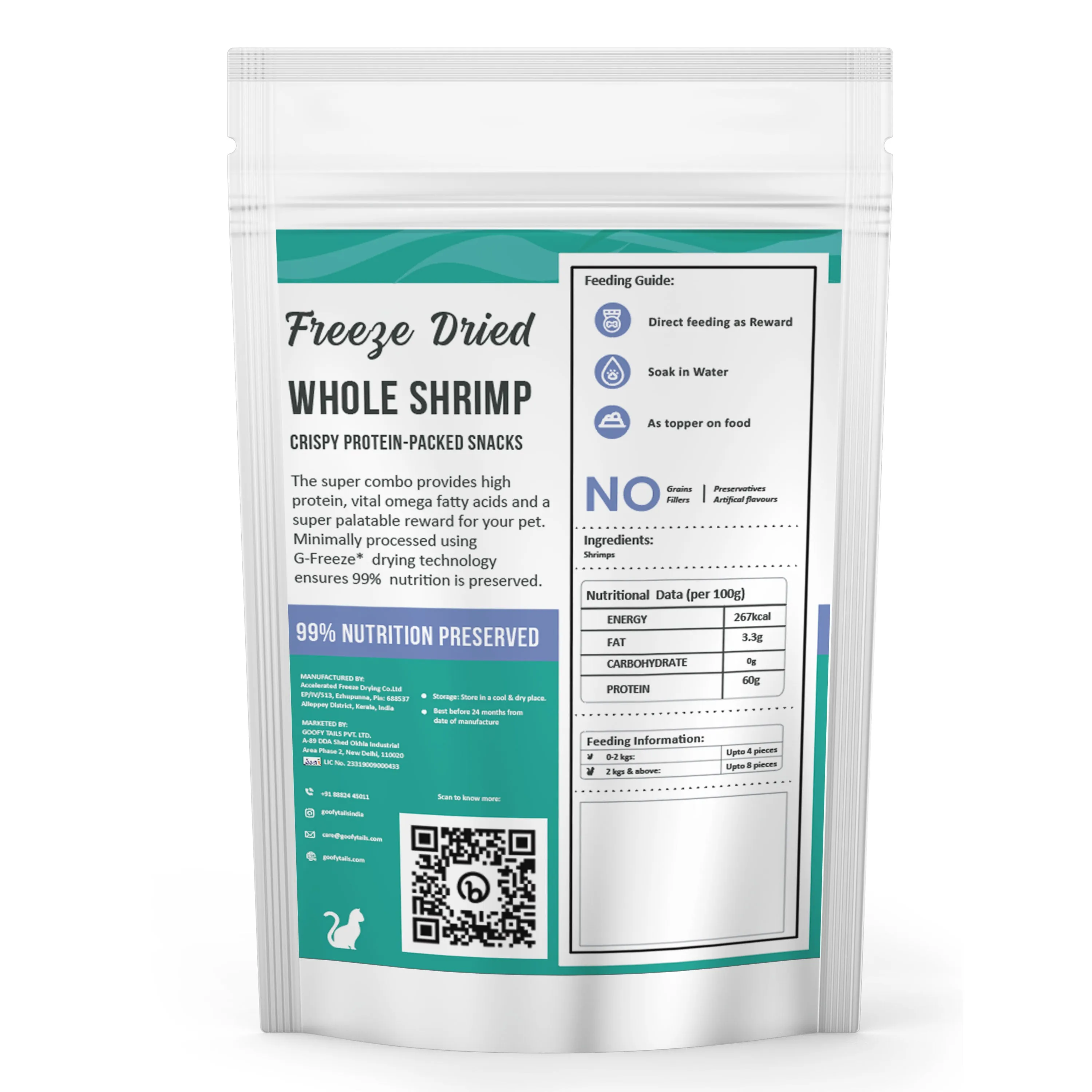 Goofy Tails Freeze Dried Shrimp Treats for Cats and Kittens-30g