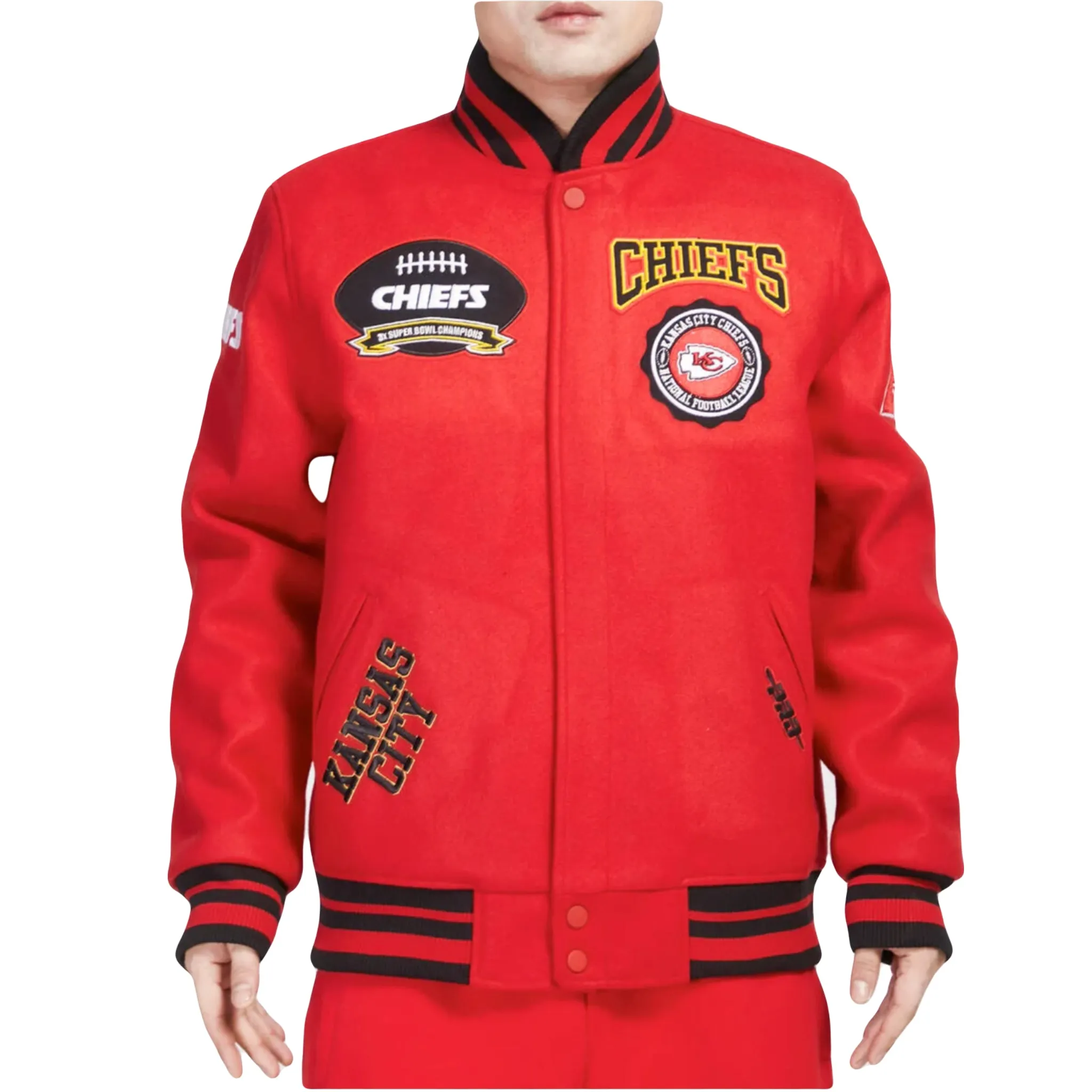 Kansas City Chiefs Pro Standard All Red Wool Varsity Heavy Jacket