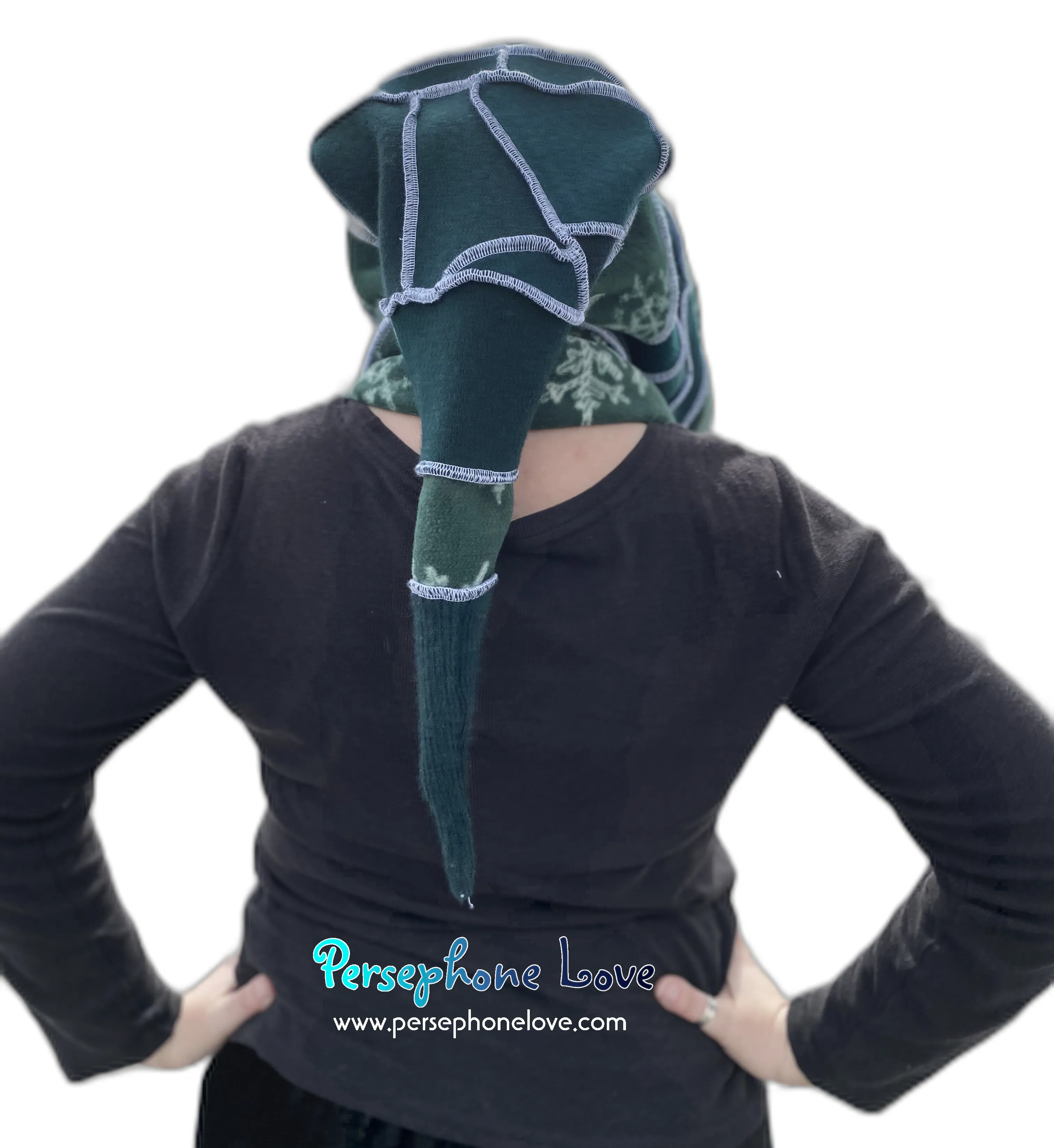 Katwise inspired felted 100% cashmere recycled sweater elf hat/hood-1536