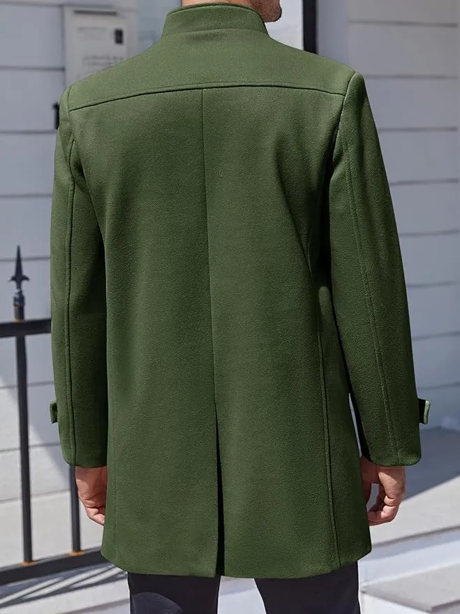 Men's Utility Style Beige Long Sleeve Single Breasted Trench Coat