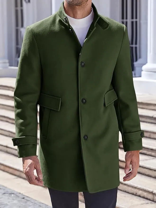 Men's Utility Style Beige Long Sleeve Single Breasted Trench Coat