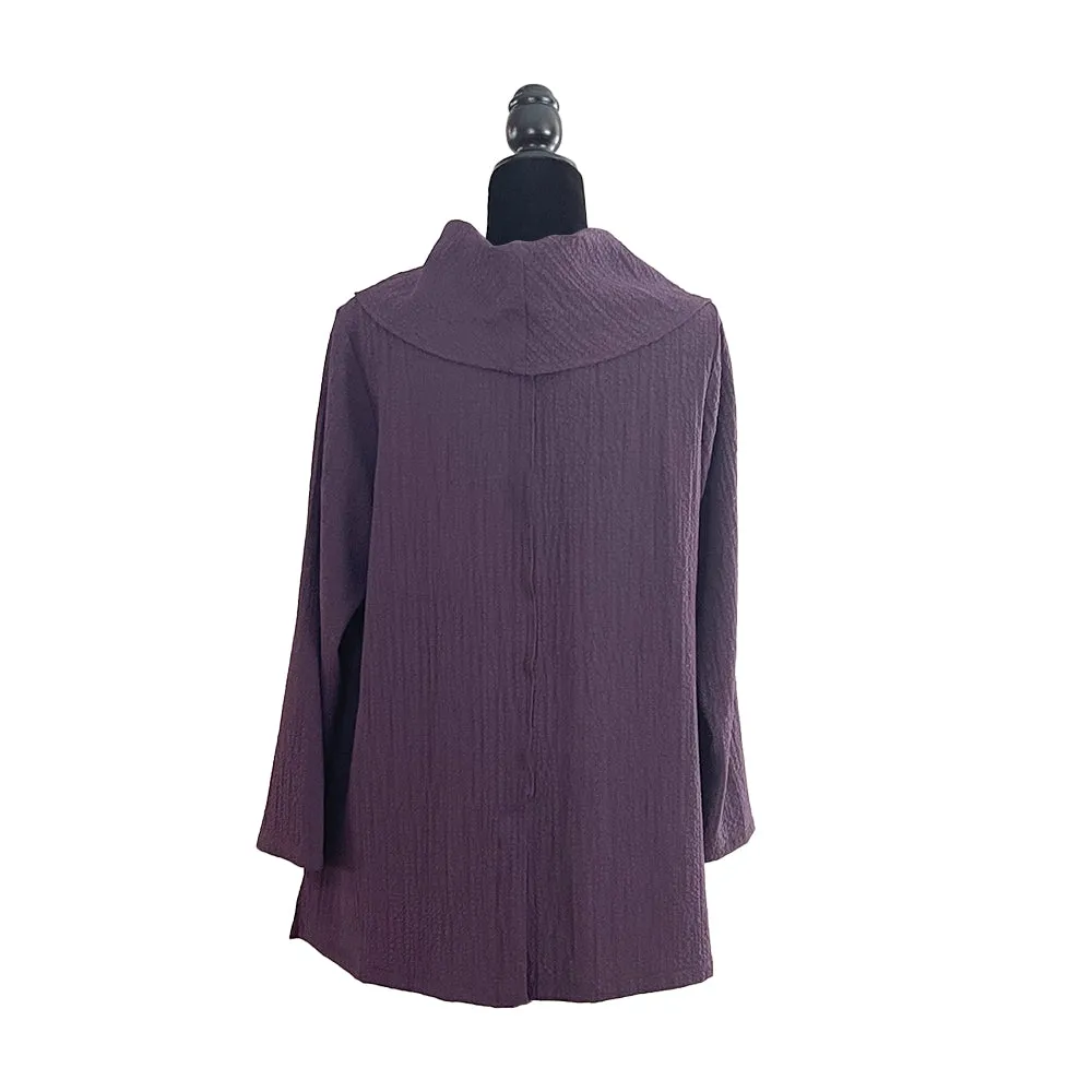 Moonlight Draped Cowl Neck Tunic Top in Purple - 7727-PPL