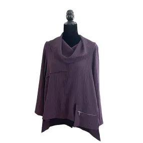 Moonlight Draped Cowl Neck Tunic Top in Purple - 7727-PPL