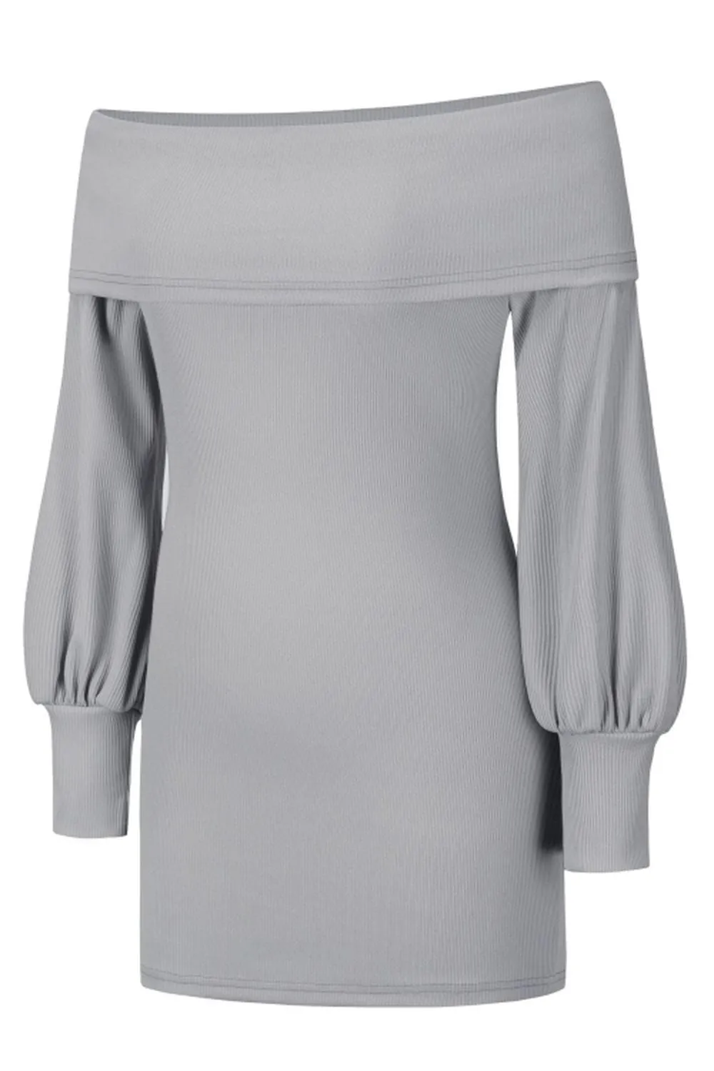 Off-The-Shoulder Lantern Sleeve Sheath Knit Dress