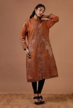 Windsor Tan & Multicolor Kani Embroidered Long Jacket