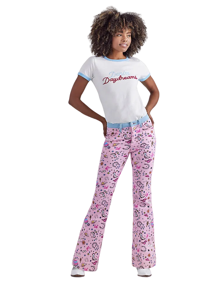 Wrangler Women's Retro High Rise Trouser Pink Jeans
